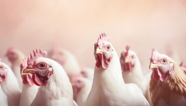 Photo des poulets au coucher du soleil dans une ferme écologique