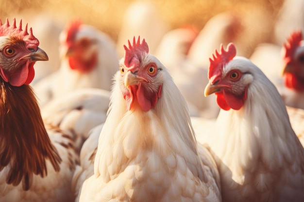 Les poulets à la ferme rurale