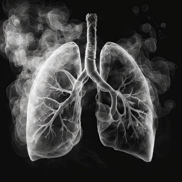 Poumon humain avec concept de jour de fumée sans tabac IA générative