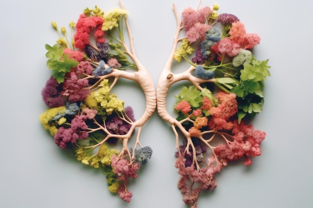 Photo poumons humains faits de fleurs belle image d'illustration ai générative