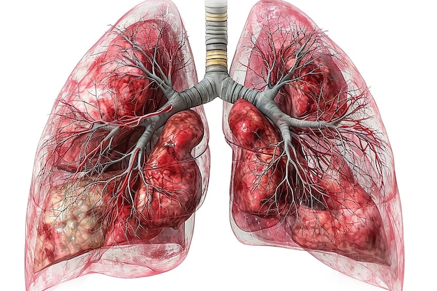 Poumons respiratoires humains isolés sur fond blanc