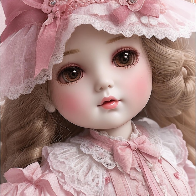 Poupée d'apparence sophistiquée et rose, jolie poupée rose pour fille