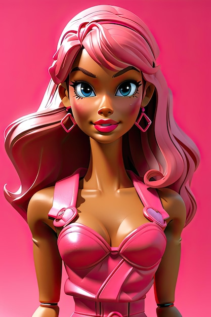 poupée barbie aux cheveux roses