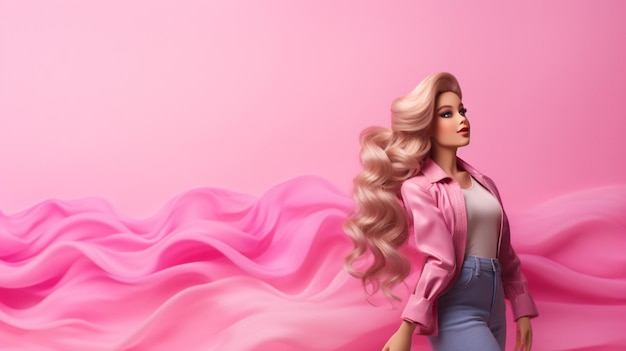 Poupée Barbie sur fond pastel