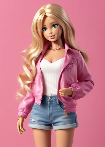 Poupée Barbie jolie fille blonde tenue rose