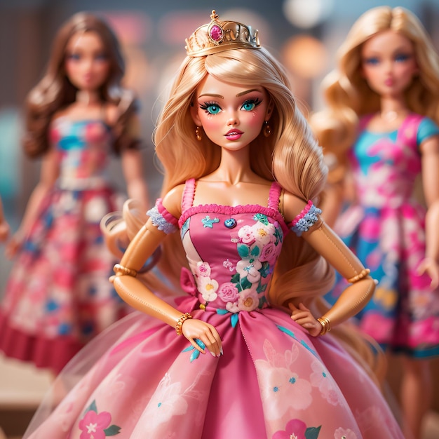 poupée barbie en robe du film généré par l'IA