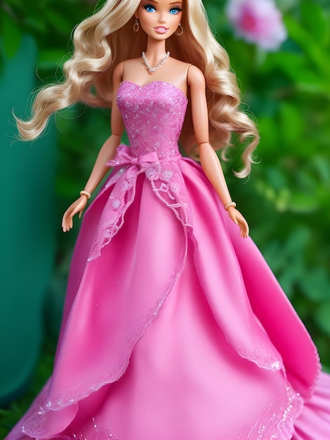 Poupée Barbie avec une robe rose