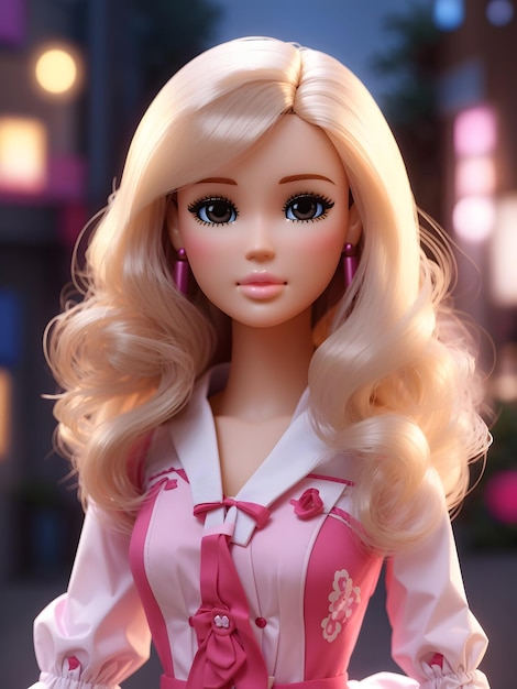 Poupée Barbie avec une robe rose