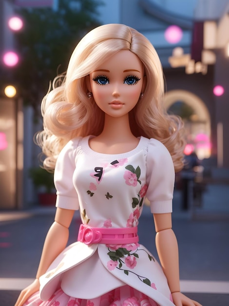 Poupée Barbie avec une robe rose