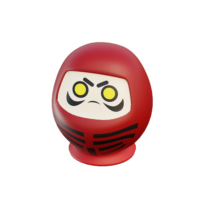 Poupée Daruma 3D Isolé Icône Illustration Rendu