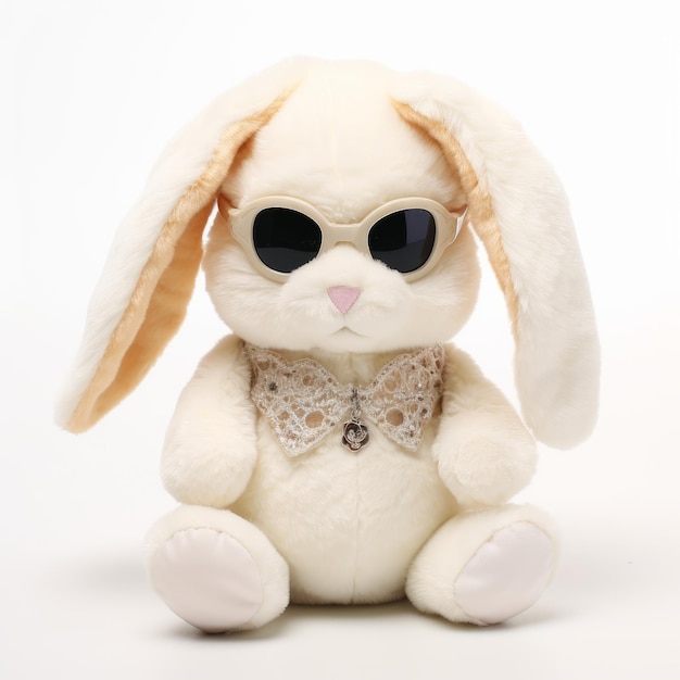 Poupée Lapin Isolé Sur Fond Blanc Peluche Pour Pâques