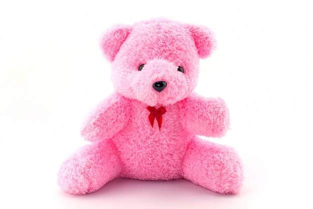 Poupée Nounours Rose Sur Fond Blanc