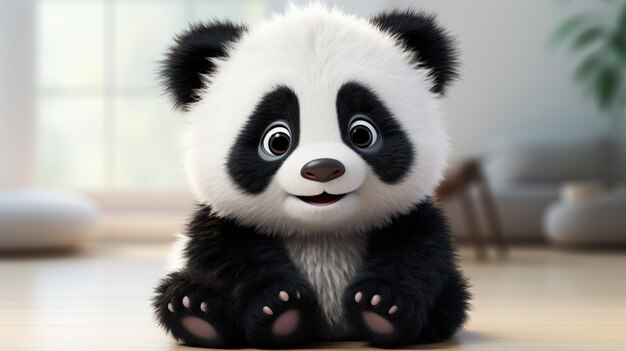 une poupée panda sur fond blanc dessin animé 3D