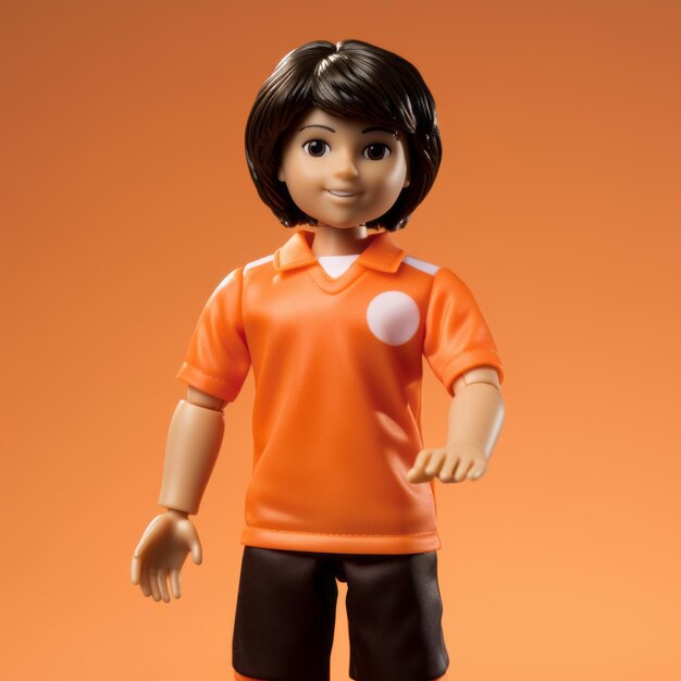 Poupée réaliste de Christopher avec un uniforme de football orange