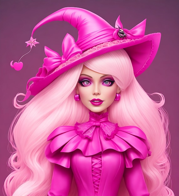 Photo la poupée rose barbie de l'halloween a été générée.