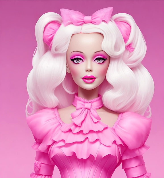 Poupée de sorcière Barbie rose d'Halloween générée par ai