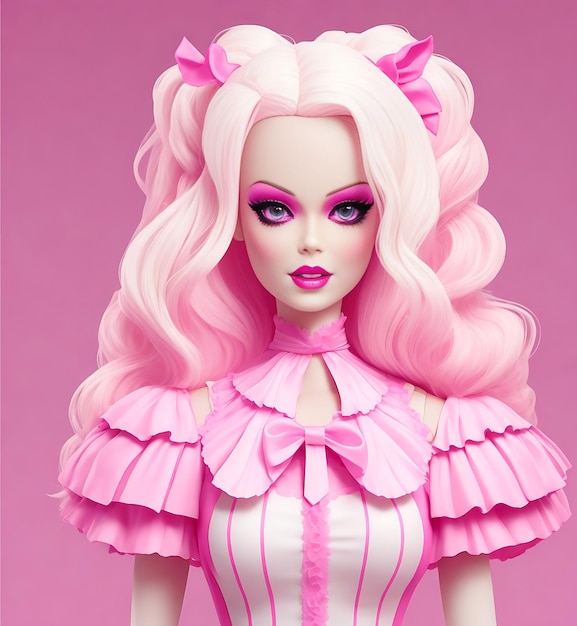 Poupée de sorcière Barbie rose d'Halloween générée par ai