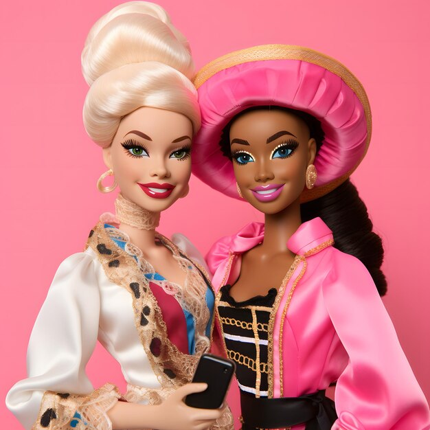Poupées Barbie en robes traditionnelles d'Indiens afro-américains et en tenues d'été