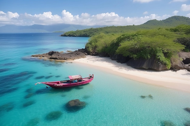 Pour aller à cette plage rose, il faut deux heures de bateau et la traversée se fait depuis le port de Sape Bima.