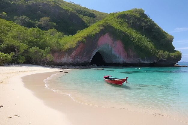 Pour aller à cette plage rose, il faut deux heures de bateau et la traversée se fait depuis le port de Sape Bima.