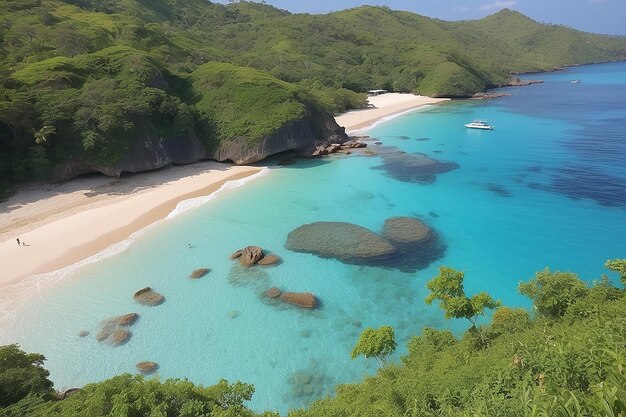 Pour aller à cette plage rose, il faut deux heures de bateau et la traversée se fait depuis le port de Sape Bima.