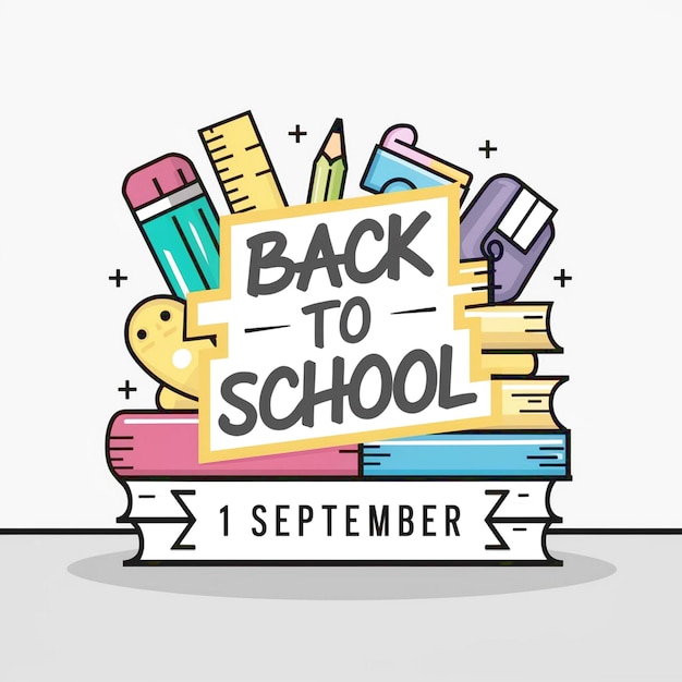 Pour l'événement de retour à l'école sur fond blanc