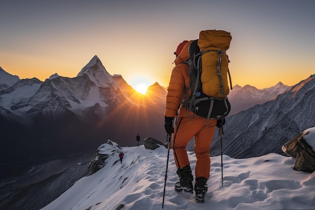 La poursuite du sommet Poursuivant le rêve du sommet Photo d'escalade