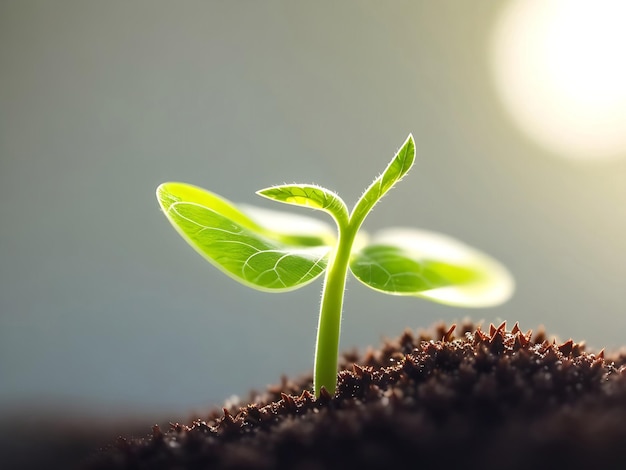 Des pousses délicates de près Les feuilles illuminées symbolisent la croissance et le potentiel capturant l'essence