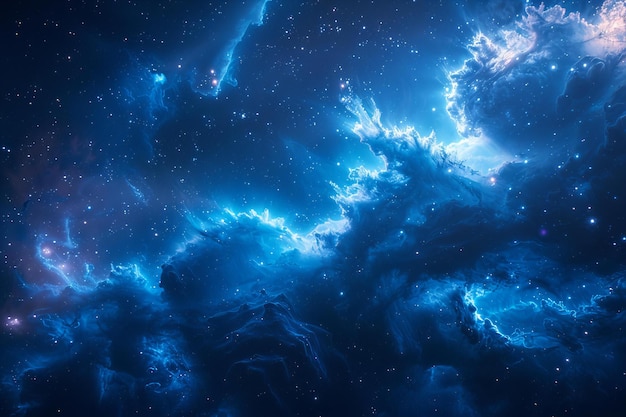 Photo la poussière d'une nébuleuse bleue époustouflante avec des formations de nuages cosmiques