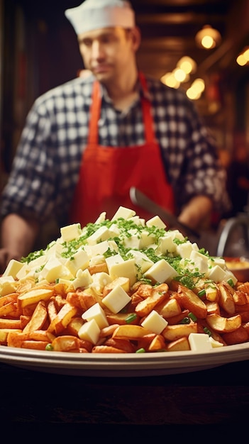 La poutine est un plat de frites et de fromage fondu.