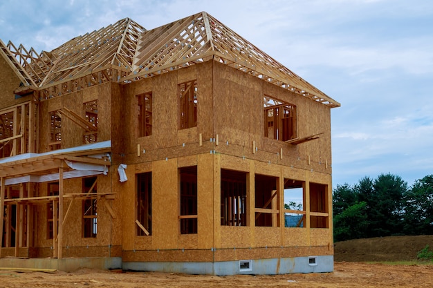 Photo poutre poutre de la maison neuve en construction