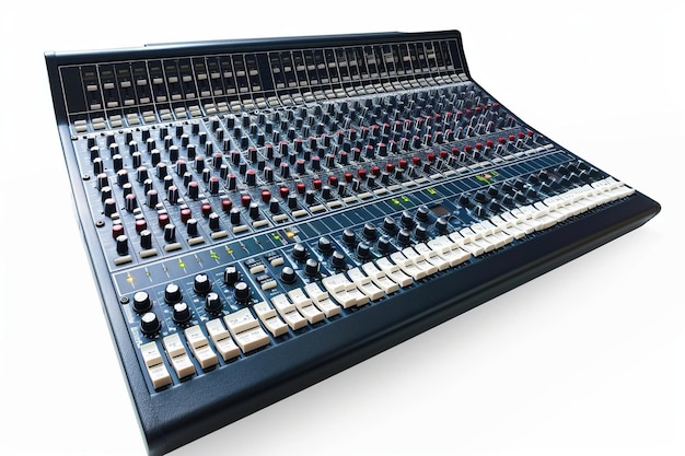 Photo le pouvoir des consoles de mixage sur fond blanc