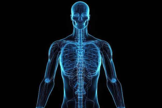 Le pouvoir de l'IA dans les soins de santé Une image bleue de l'anatomie humaine générée par l'IA