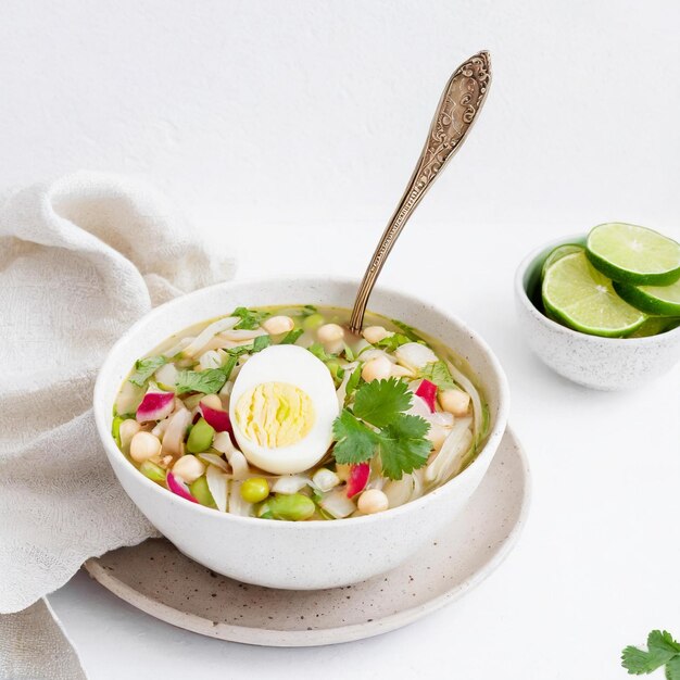 Photo pozole sur un fond blanc