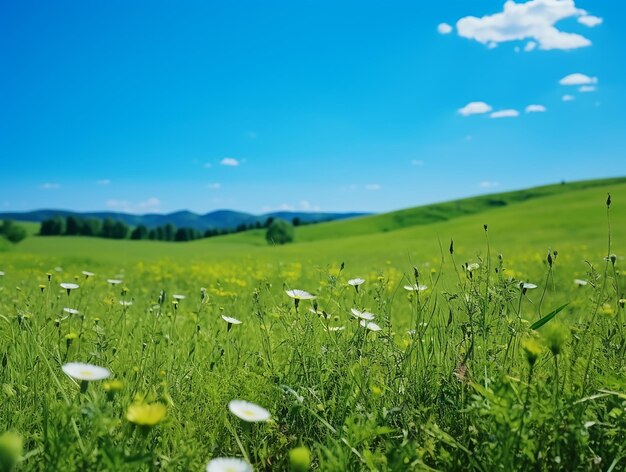 Photo prairie avec ciel solide bleu foncé