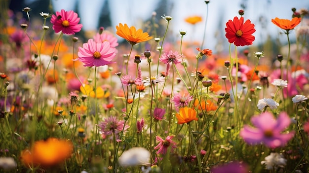 une prairie de fleurs sauvages vibrante en été beauté dans la couleur de la nature