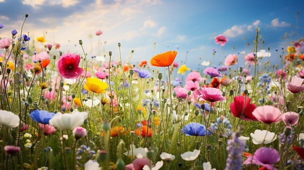 Une prairie de fleurs sauvages vibrante met en valeur la beauté de la nature