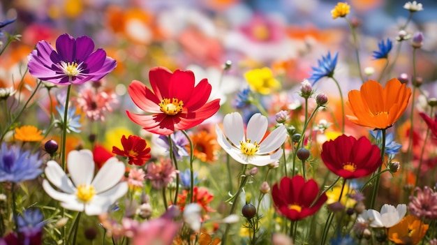 Une prairie de fleurs sauvages vibrante met en valeur la beauté de la nature