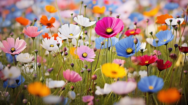 Une prairie de fleurs sauvages vibrante met en valeur la beauté de la nature