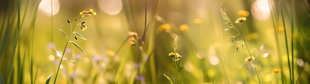 Un prairie en fleurs le soir du printemps Des fleurs sauvages