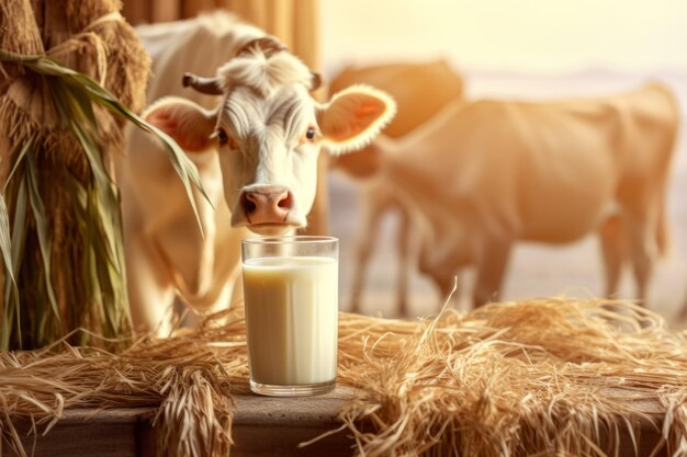 Prairie de lait de vache à foin