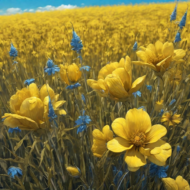 Photo une prairie en pleine floraison