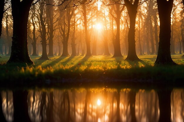 prairie rosée à l'aube lever du soleil coucher de soleil le plus beau fond d'écran de paysage naturel