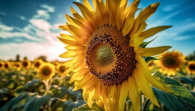 Prairie de tournesol beauté jaune vibrante dans la nature générée par l'IA