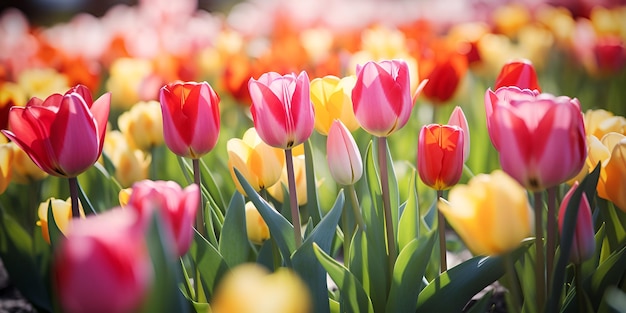 Une prairie de tulipes luxuriantes Une scène florale vibrante pour allumer votre imagination