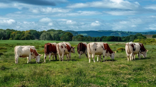 Une prairie avec des vaches