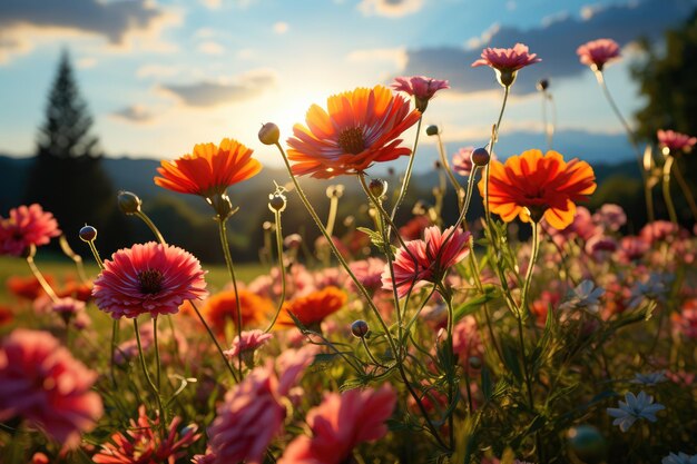 Des prairies verdoyantes ornées de fleurs sauvages colorées ont été créées.