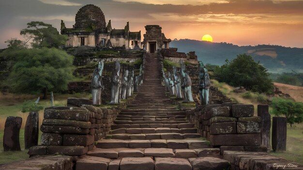 Photo prasat pha nom wan est une pierre ancienne en thaïlande