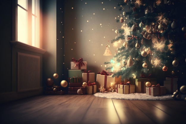 Prazdnicnyj Joyeux Noël fond Illustration AI Génératif