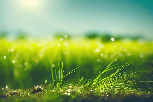 Pré vert clair avec de l'herbe